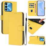 For Tecno Spark Go 2022 / 8C Skin Feel Solid Color Leather Phone Case with Lanyard(Lemon Yellow)