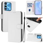 For Tecno Spark Go 2022 / 8C Skin Feel Solid Color Leather Phone Case with Lanyard(White)