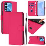For Tecno Spark Go 2022 / 8C Skin Feel Solid Color Leather Phone Case with Lanyard(Rose Red)