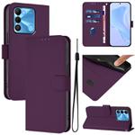 For Tecno Spark Go 2022 / 8C Skin Feel Solid Color Leather Phone Case with Lanyard(Violet)