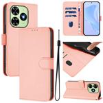 For Tecno Spark Go 2024 4G Skin Feel Solid Color Leather Phone Case with Lanyard(Pink)