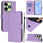 For Tecno Spark Go 2024 4G Skin Feel Solid Color Leather Phone Case with Lanyard(Lavender Purple)