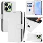 For Tecno Spark Go 2024 4G Skin Feel Solid Color Leather Phone Case with Lanyard(White)