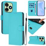 For Tecno Spark Go 2024 4G Skin Feel Solid Color Leather Phone Case with Lanyard(Lake Blue)