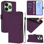 For Tecno Spark Go 2024 4G Skin Feel Solid Color Leather Phone Case with Lanyard(Violet)