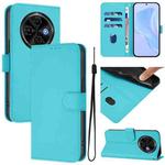 For Tecno Spark 30C 5G / Pop 9 5G Skin Feel Solid Color Leather Phone Case with Lanyard(Lake Blue)