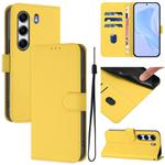 For Tecno Camon 40 Pro 5G Skin Feel Solid Color Leather Phone Case with Lanyard(Lemon Yellow)