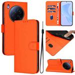 For Tecno Camon 40 Premier Skin Feel Solid Color Leather Phone Case with Lanyard(Orange)