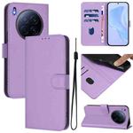 For Tecno Camon 40 Premier Skin Feel Solid Color Leather Phone Case with Lanyard(Lavender Purple)