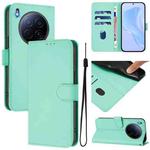 For Tecno Camon 40 Premier Skin Feel Solid Color Leather Phone Case with Lanyard(Mint Green)