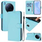 For Tecno Camon 40 Premier Skin Feel Solid Color Leather Phone Case with Lanyard(Sky Blue)