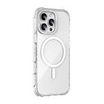 For iPhone 16 Pro Max Mutural Blink Series Glitter Edge MagSafe Magnetic Phone Case(White)