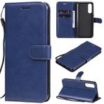 For Oppo Reno3 Pro 4G Solid Color Horizontal Flip Protective Leather Case with Holder & Card Slots & Wallet & Photo Frame & Lanyard(Blue)
