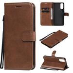 For Oppo Reno4 5G Solid Color Horizontal Flip Protective Leather Case with Holder & Card Slots & Wallet & Photo Frame & Lanyard(Brown)