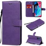 For Oppo Reno4 Pro 5G Solid Color Horizontal Flip Protective Leather Case with Holder & Card Slots & Wallet & Photo Frame & Lanyard(Purple)