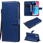 For Oppo Reno4 Pro 5G Solid Color Horizontal Flip Protective Leather Case with Holder & Card Slots & Wallet & Photo Frame & Lanyard(Blue)