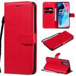For Oppo Reno4 Pro 5G Solid Color Horizontal Flip Protective Leather Case with Holder & Card Slots & Wallet & Photo Frame & Lanyard(Red)