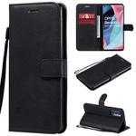 For Oppo Reno4 Pro 5G Solid Color Horizontal Flip Protective Leather Case with Holder & Card Slots & Wallet & Photo Frame & Lanyard(Black)