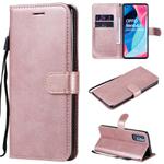 For Oppo Reno4 Pro 5G Solid Color Horizontal Flip Protective Leather Case with Holder & Card Slots & Wallet & Photo Frame & Lanyard(Rose Gold)