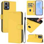 For Motorola Moto G34 5G / G45 5G Skin Feel Solid Color Leather Phone Case with Lanyard(Lemon Yellow)