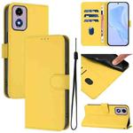 For Motorola Moto E14 / G04 4G Skin Feel Solid Color Leather Phone Case with Lanyard(Lemon Yellow)