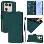 For Motorola Edge 50 Ultra / X50 Ultra Skin Feel Solid Color Leather Phone Case with Lanyard(Dark Green)