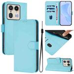 For Motorola Edge 50 Ultra / X50 Ultra Skin Feel Solid Color Leather Phone Case with Lanyard(Sky Blue)