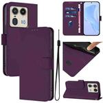 For Motorola Edge 50 Ultra / X50 Ultra Skin Feel Solid Color Leather Phone Case with Lanyard(Violet)