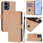 For Motorola Moto G24 Power 4G India Skin Feel Solid Color Leather Phone Case with Lanyard(Nude)