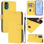 For Motorola Moto G22 4G / E32s Skin Feel Solid Color Leather Phone Case with Lanyard(Lemon Yellow)