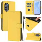 For Motorola Edge 2022 Skin Feel Solid Color Leather Phone Case with Lanyard(Lemon Yellow)