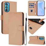 For Motorola Edge 30 Skin Feel Solid Color Leather Phone Case with Lanyard(Nude)