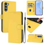 For Motorola Edge S30 / Moto G200 5G Skin Feel Solid Color Leather Phone Case with Lanyard(Lemon Yellow)