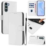 For Motorola Edge S30 / Moto G200 5G Skin Feel Solid Color Leather Phone Case with Lanyard(White)