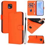 For Motorola Moto G Power 2021 Skin Feel Solid Color Leather Phone Case with Lanyard(Orange)