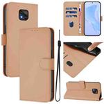 For Motorola Moto G Power 2021 Skin Feel Solid Color Leather Phone Case with Lanyard(Nude)