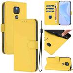 For Motorola Moto G Play 2021 Skin Feel Solid Color Leather Phone Case with Lanyard(Lemon Yellow)