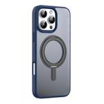 For iPhone 16 Pro Max Mutural Armor Series MagSafe Magnetic Holder Phone Case(Blue)