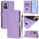 For Motorola Moto X30 Pro 5G Skin Feel Solid Color Leather Phone Case with Lanyard(Lavender Purple)