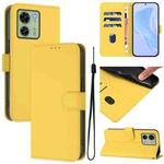 For Motorola Edge 40 5G Global Skin Feel Solid Color Leather Phone Case with Lanyard(Lemon Yellow)