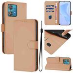 For Motorola Edge 40 Neo 5G Skin Feel Solid Color Leather Phone Case with Lanyard(Nude)