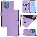 For Motorola Edge 40 Neo 5G Skin Feel Solid Color Leather Phone Case with Lanyard(Lavender Purple)