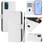 For Motorola Moto G42 4G Skin Feel Solid Color Leather Phone Case with Lanyard(White)