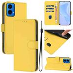 For Motorola Moto G45 5G / G34 5G Skin Feel Solid Color Leather Phone Case with Lanyard(Lemon Yellow)