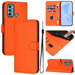 For Motorola Moto G60 / G40 Fusion Skin Feel Solid Color Leather Phone Case with Lanyard(Orange)