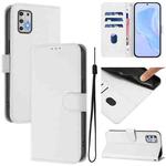 For Motorola Moto G Stylus 2021 4G Skin Feel Solid Color Leather Phone Case with Lanyard(White)