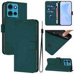 For Motorola Moto G75 5G Skin Feel Solid Color Leather Phone Case with Lanyard(Dark Green)