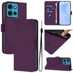 For Motorola Moto G75 5G Skin Feel Solid Color Leather Phone Case with Lanyard(Violet)