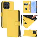 For Motorola Moto G15 Skin Feel Solid Color Leather Phone Case with Lanyard(Lemon Yellow)