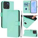 For Motorola Moto G15 Skin Feel Solid Color Leather Phone Case with Lanyard(Mint Green)